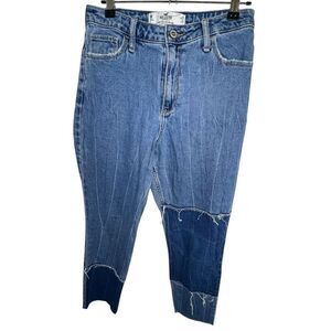 Hollister Patchwork Distressed Curvy High Rise Mom Denim Jeans